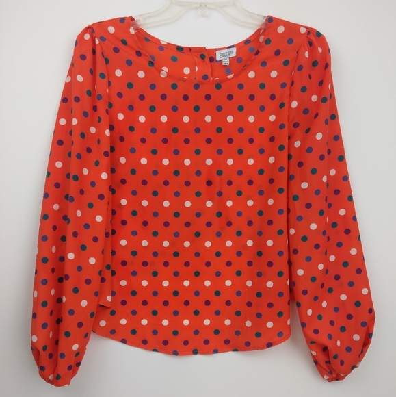 Charming Charlie Polka Dot Back High-Low Blouse - Picture 1 of 8